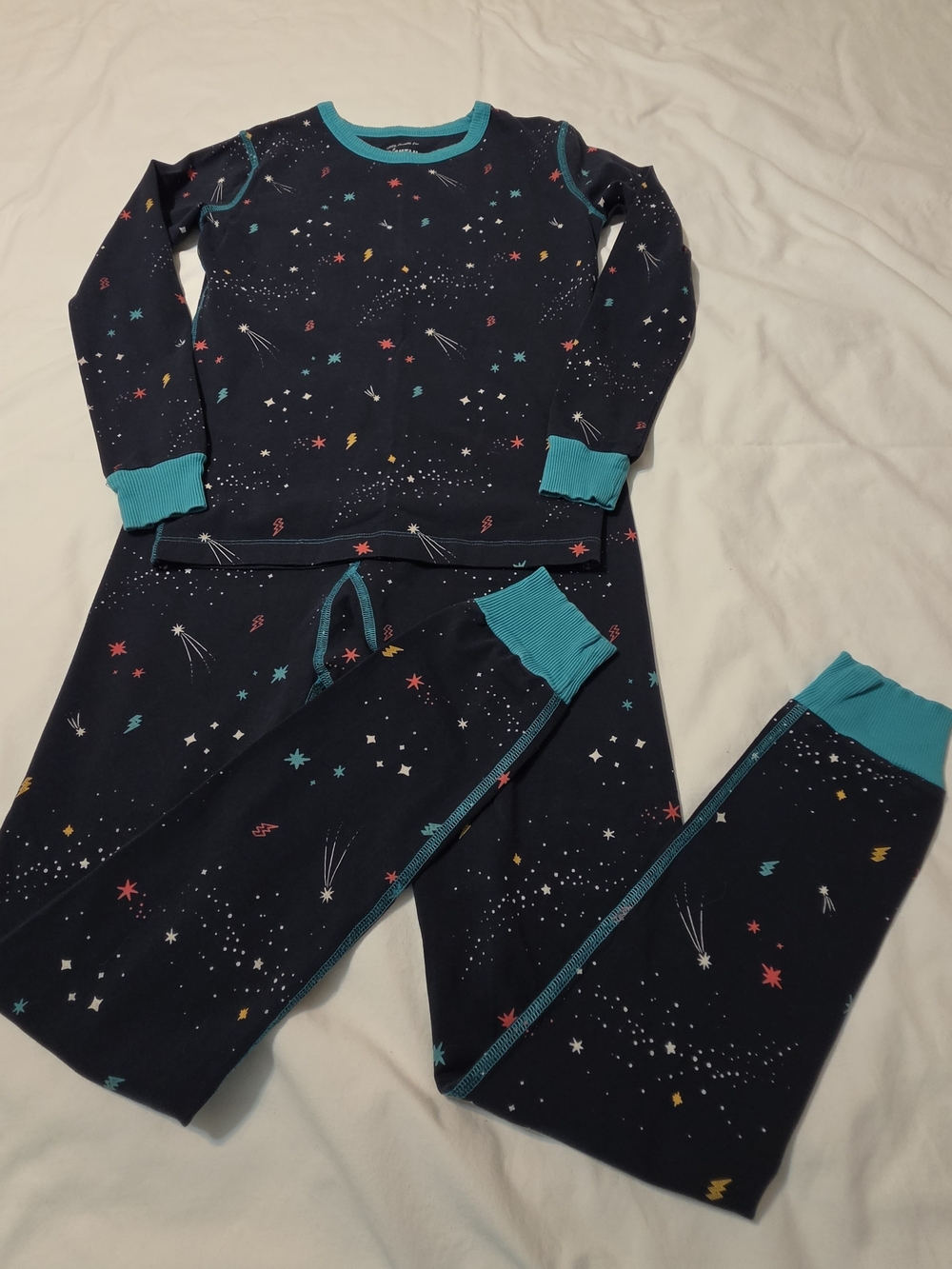 Mightly Kids Navy Space-Print Organic Cotton Pajama Set